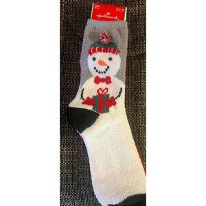 Hallmark Women's 2- pack Fuzzy Snowman/Polka Dot Crew Socks Size 4-10‎